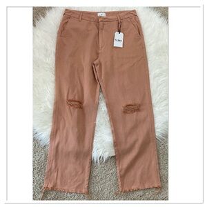 NWT Serra By Joie Rucker Straight Leg Raw Hem Pants Pink Sand Size 26